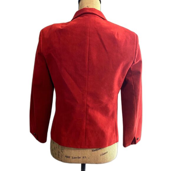 Vintage Ultrasuede Fabric 70s 80s Blazer Bold Red Shoulderpads Size Small - Picture 2 of 3